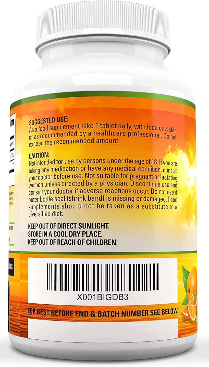 Vitamin C 1500mg per Tablet, High Strength 180 Vegan Tablets, Food