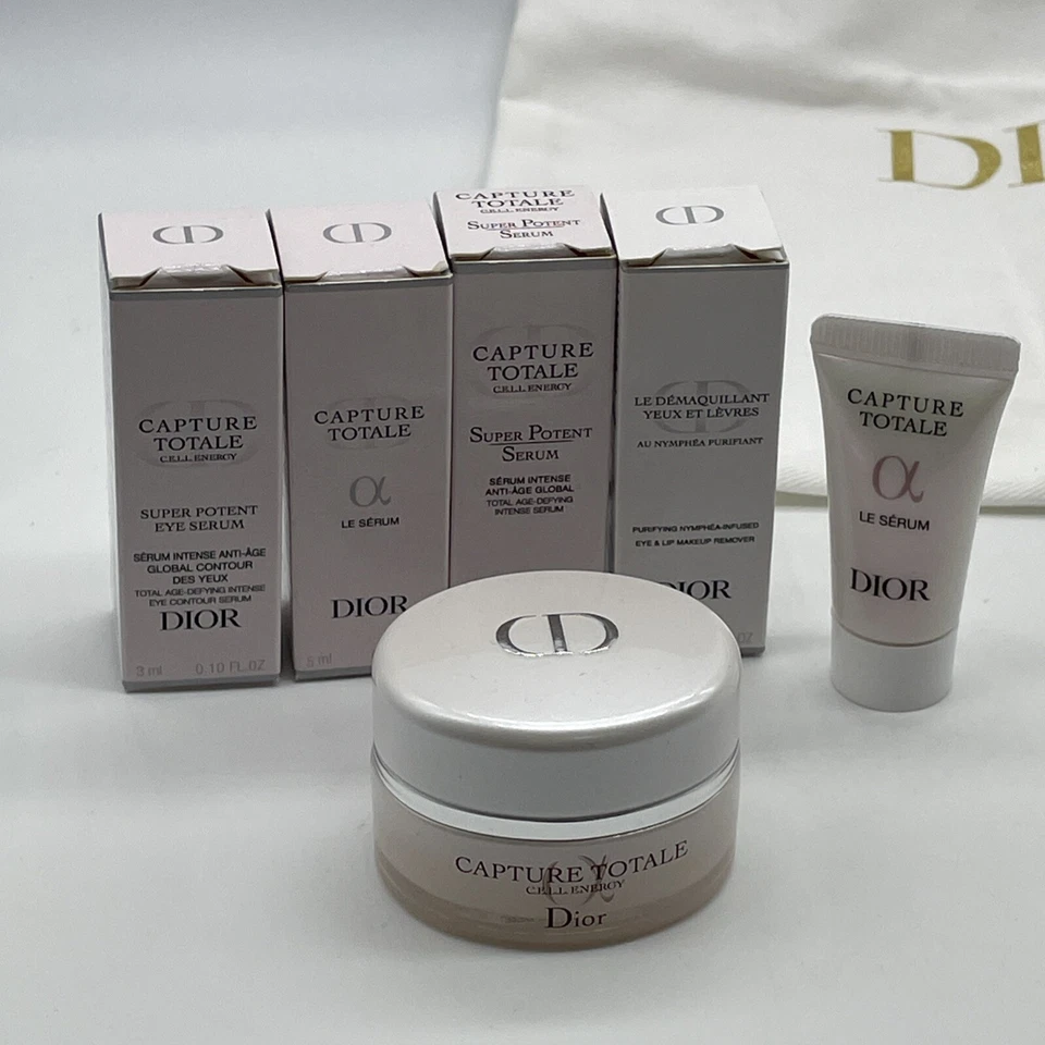 DIOR Capture Totale 6 Piece Skincare Set + Drawstring Pouch Mini Sizes NIB - Image 2 of 4