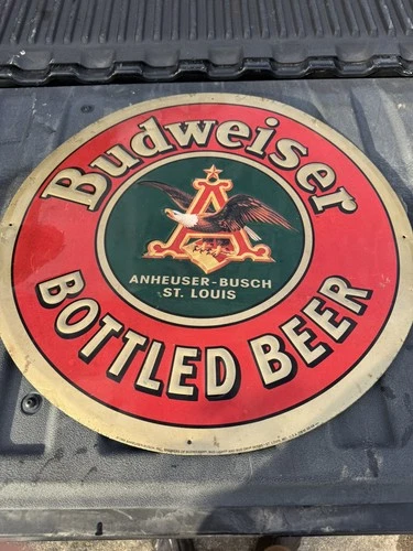 Vintage 1994 Budweiser Bottled Beer 20" Metal Sign (Minor Damage)
