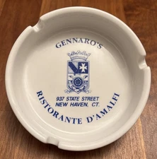 Vintage Ristorante de Amalfi Ashtray New Haven CT Ceramic White Yale Italy