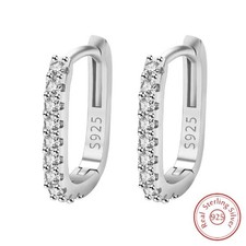 Earrings jewelry zircon hollow U-shaped geometric ear buckle women's temperament