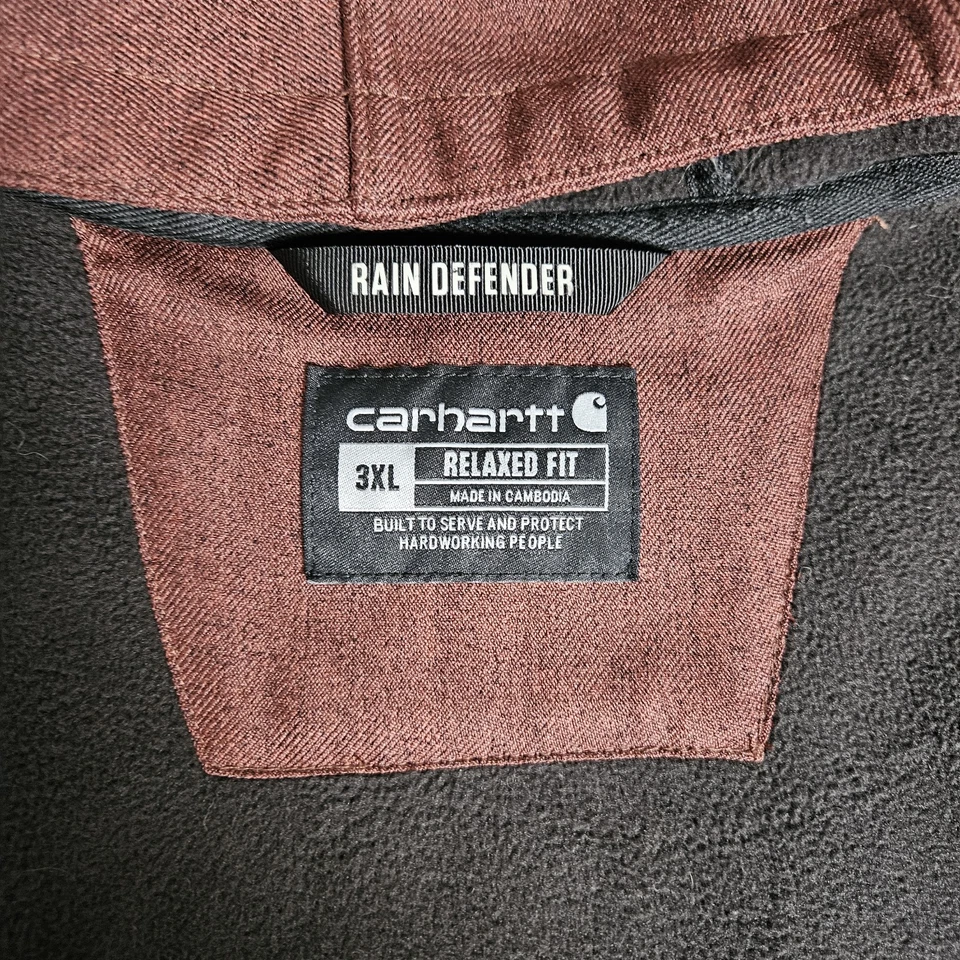 Carhartt Jacket Mens 3XL Dark Cedar Maroon Rain Defender Shirt Jac 105022 224  - Image 4 of 4