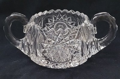 American Brilliant Period Cut Glass Crystal Sugar Bowl, Ca. 1876-1917