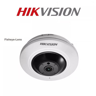 Hikvision 5 MP Fisheye Fixed Dome Netzwerk Überwachungskamera, 180° Fischaugenansicht 1,05mm)