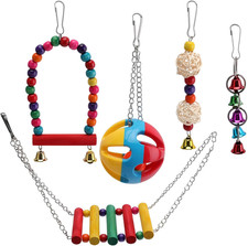 5 in 1 Bird Parakeet Toys, Detachable Birdie Perches Platform Swing with Climbin