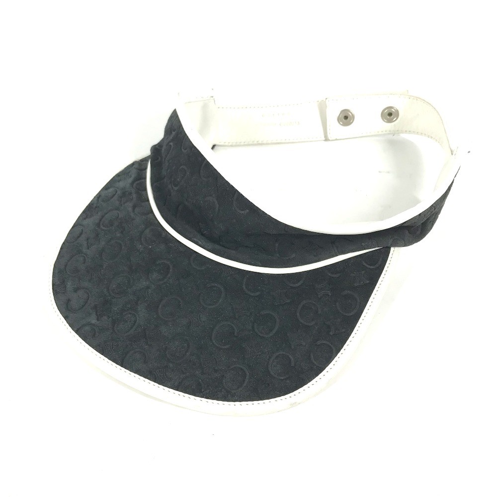 CELINE Triomphe Visor Bicolor Hat Sun visor Leather / suede Black