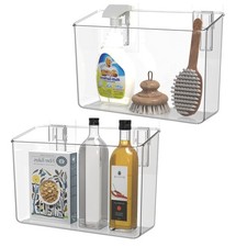 Large Organizing Caddy with 2 Command Strips, Adhesive Wall Mounted Storage O...