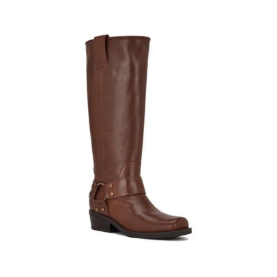 Women's Nine West Fawsta Tall Harness Boots Brown Leather