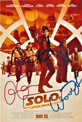 Original Alden Ehrenreich, Woody Harrelson & Emilia Clarke Autogramm (STAR WARS)