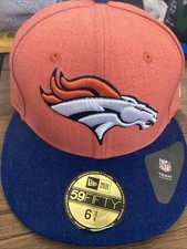 Denver Broncos New Era 59Fifty Orange/Navy Fitted Cap Size 6 3/4 - NWT 
