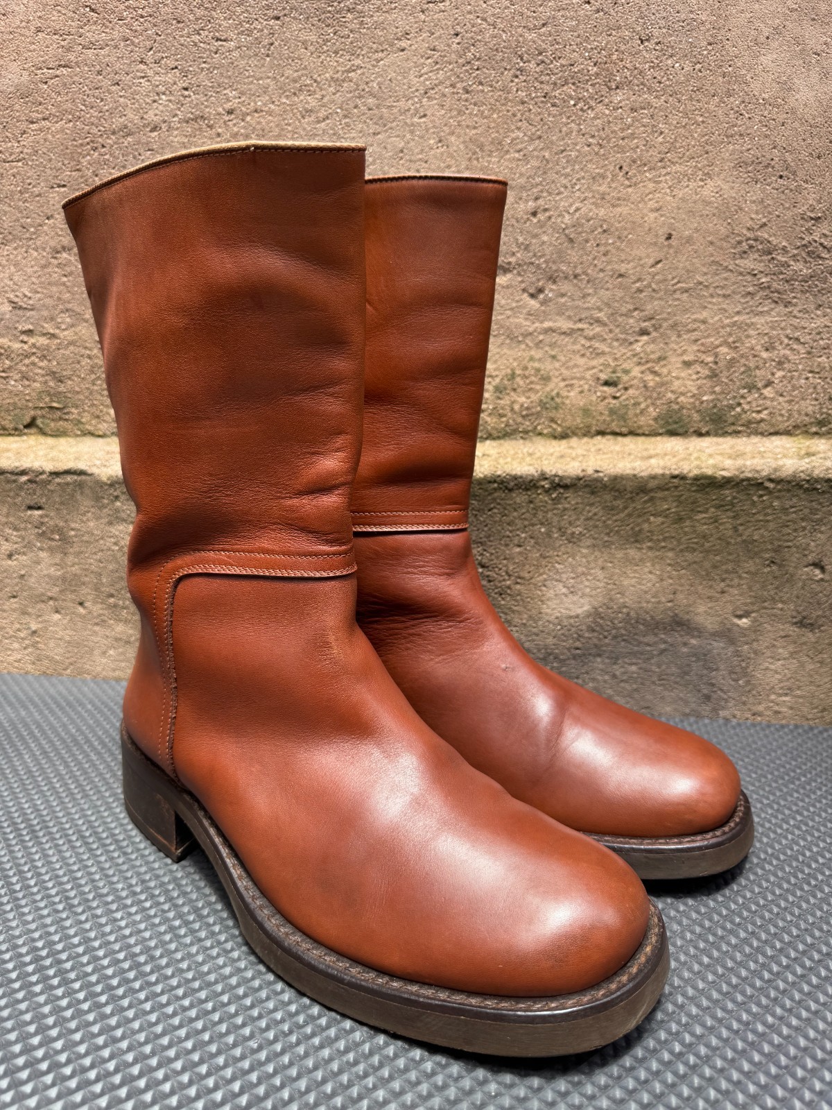 Rare Buttero Italy Red Black Leather Western Biker Boots Men's EU 41 | US 8 image 5