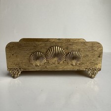Vintage Stylebuilt Sea Shells Gold Plate Metal Tissue Box / Hand Towel Holder