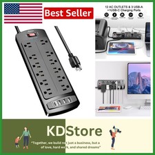 Smart Power Strip with 12 AC Outlets and 4 Fast Charging USB Ports - 2700J