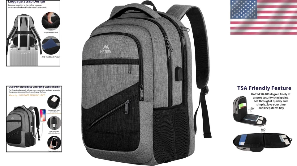 Mochila para laptop resistente à água 17" com manga de carrinho - Imagem 2 de 4