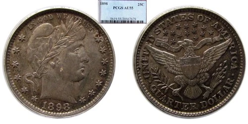Barber Quarter 1898 PCGS AU55 Condition