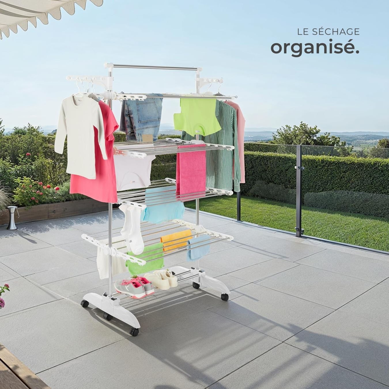 Séchoir à linge tour vertical grand format avec barres modulables - 2