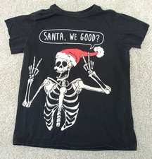 Place Children  s Holiday Skeleton Santa Graphic T-Shirt Sz 5/6 Black Modified S