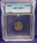 1853 Arrows Seated Liberty Half Dime ICG AU-53