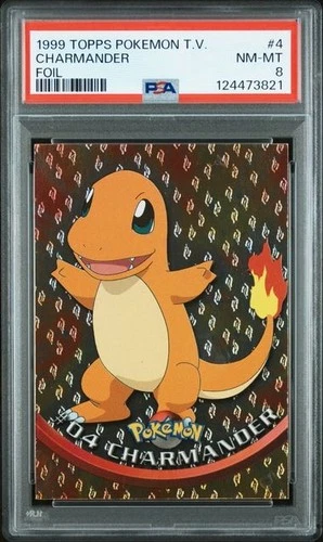 Charmander 1999 Topps Pokemon TV #4 Foil PSA 8