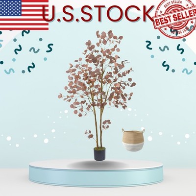 6ft Artificial Eucalyptus Tree with Basket Faux Plant Decor