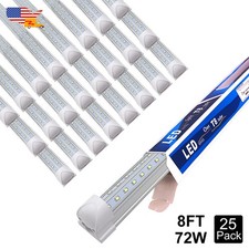 8Ft 72W Led Shop Lights 25 Pack 6500K Bright White 9000Lm T8 Integrated Fixture