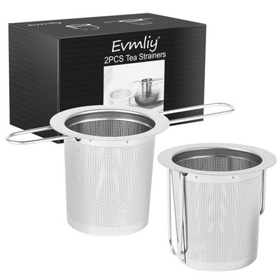 2Pack Tea Strainer, Stainless Steel Tea Infuser Basket Sitting in Mugs, Evmli...