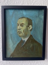 Quadro figurativo astratto moderno ritratto di uomo su tela incorniciato