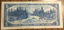 1954 BANK OF CANADA FIVE DOLLARS 5$ BANK NOTE