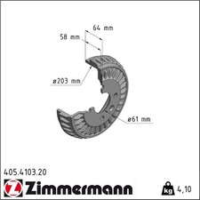 2x Zimmermann 405.4103.20 Bremstrommel für SMART FORTWO 453