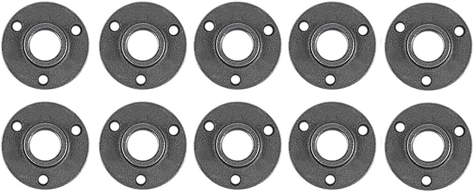 NIUBID 10 Pack 1/2 Inches Industrial Malleable Cast Iron Pipe inch, Black