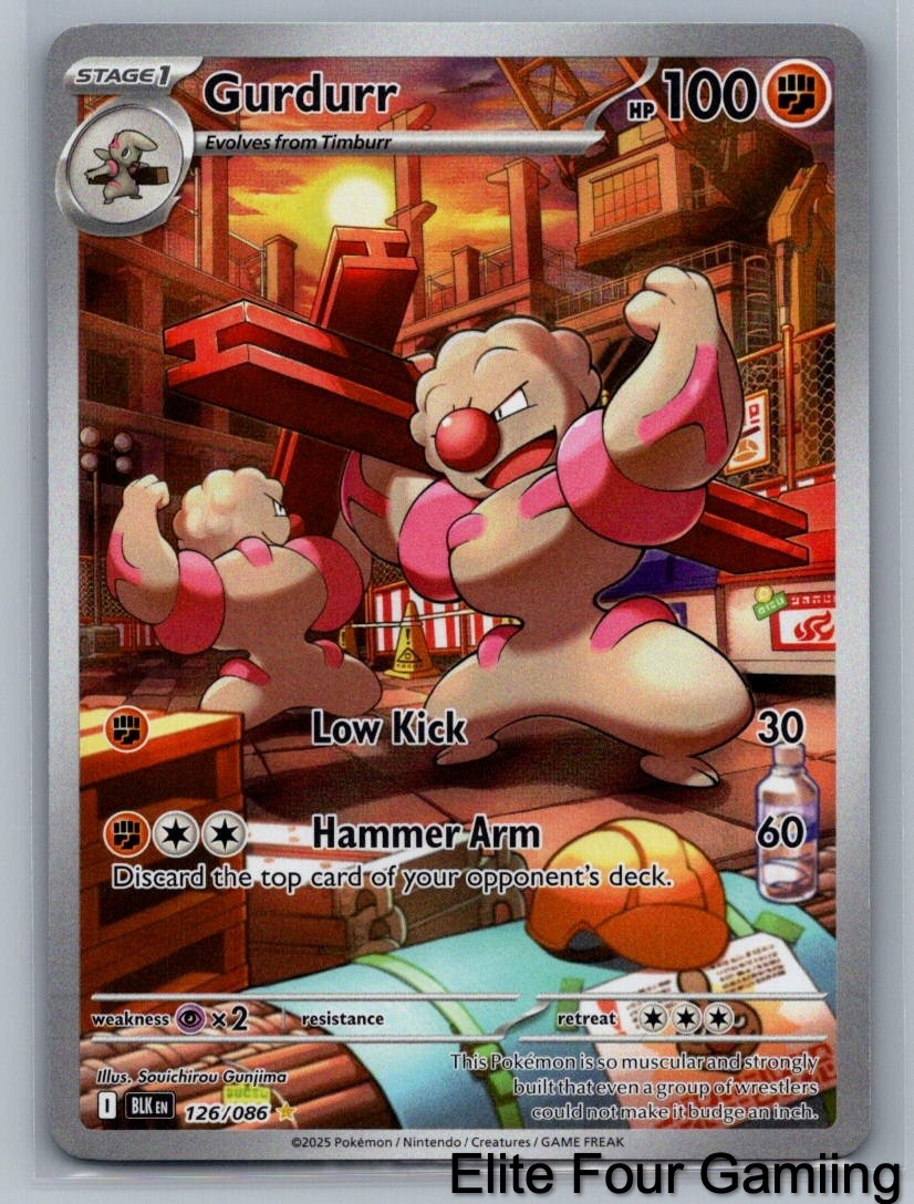 Gurdurr 126/086 Holo Illustration Rare Black Bolt Pokemon Holo Near Mint