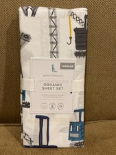 Pottery Barn Kids JAX CONSTRUCTION Organic 3 Pc. TODDLER SHEET Set NEW w/tags