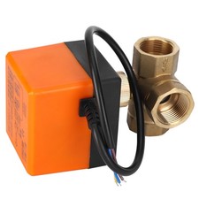 Motorized Ball Valve L Shape Orange Brass Electric Valves 3‑Wire 2‑Control 1 OH