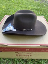 Nuevo y en caja Sombrero de Vaquero Deldhy Western Texana Lana Marrón Chocolate 6 7/8