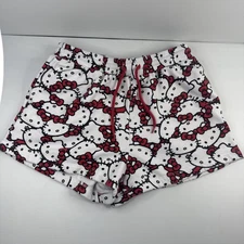 Sanrio Hello Kitty Drawstring Lounge Pajama Shorts Red/White Size M w/red String