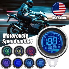 Motorcycle Speedometer Meter Tachometer Fuel Gauge Digital Led Lcd Odometer Us