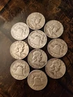 Lot Of 10 Franklin Half Dollars Mixed Dates All 1950s 90% Silver