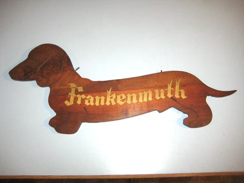 Vintage Frankenmuth Wood Weenie Dachshund Dog Sign Beer Ale 23” Wide Michigan