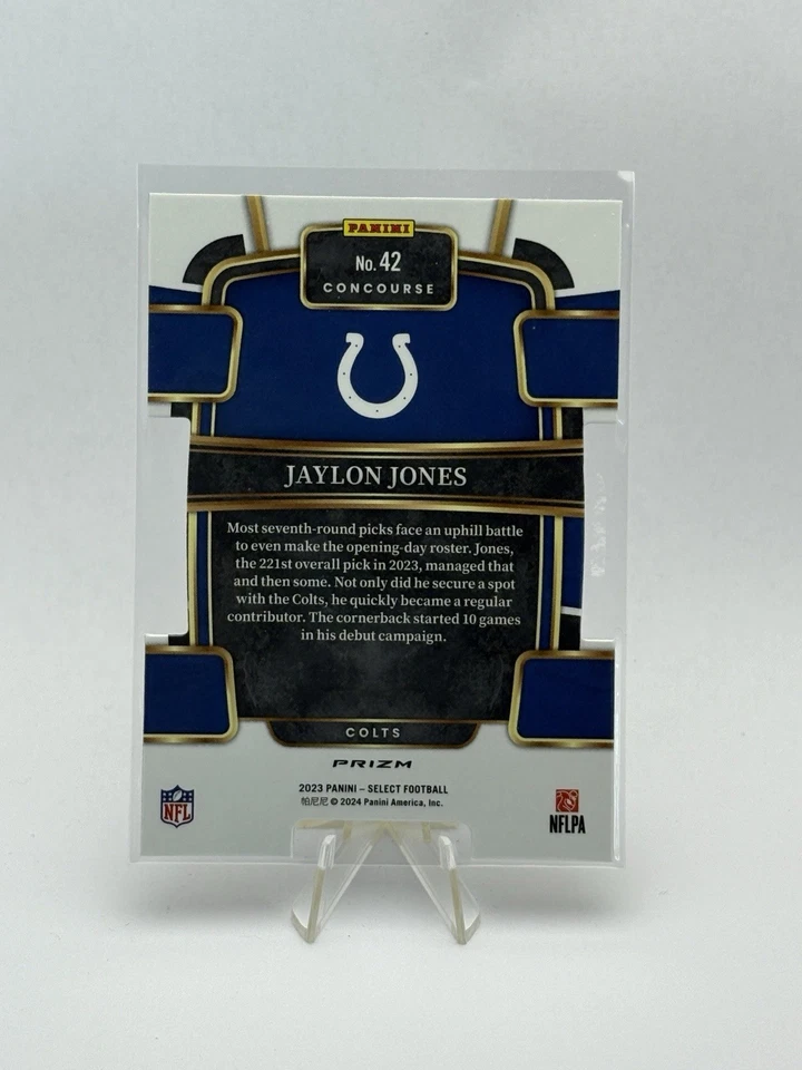 Jaylon Jones 2023 Panini Select - Concourse Black & Gold Prizm Die-Cut #42  (RC) - Image 2 of 2