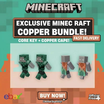 MICROSOFT Exclusive Minecraft Copper Cape & Core Bundle: Bedrock & Java! Fastest Delivery
