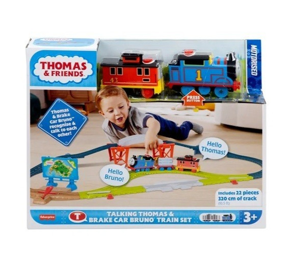 ​Thomas & Friends Toy Train Set Talking Thomas & Brake Car Bruno Track Playset