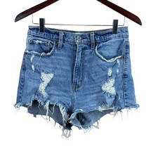 Abercrombie Fitch Size 26/2 Distressed Shorts High Rise Stretch Denim jean