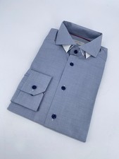 Eton Dress Shirt Mens S 15 - 38 Blue Textured Slim Fit Formal Business Button Up