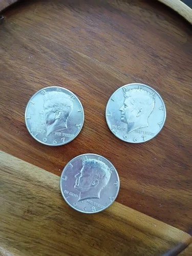 1967,1967,1968 Kennedy Half Dollars 40% Silver Lot Of 3