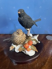 Country, Artist, Blackbird, Pair Figurine Vintage Bird