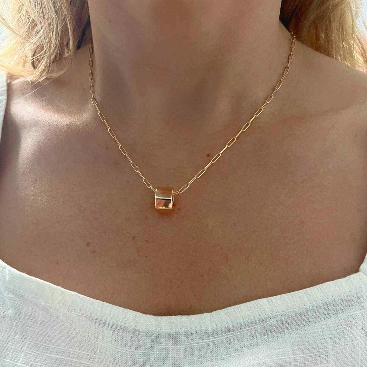 Tube Bead Necklace Charm Spacer 14K Gold eBay