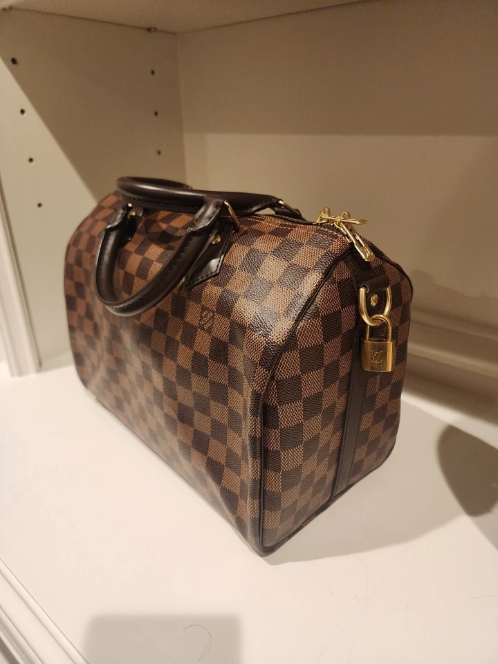 Auténtico Louis Vuitton Damier Level Lona N41367 VELOCIDAD BANDOLERA 30 Foto 4 de 4