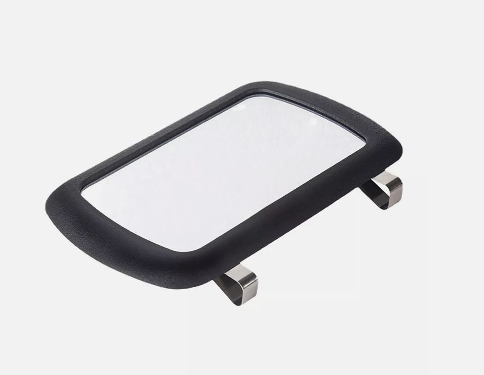 Espejo cosmético negro con clip para parasol de vehículo para automóvil Foto 2 de 4