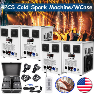4PCS 700W Cold Spark Firework Machine Stage Effect Wedding DJ Party DMX w/Case