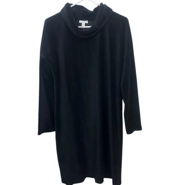 VETEMENTS Abito J. Jill Pure Jill in velluto con cordoncino scollo a cappuccio manica lunga nero nuovo con etichette taglia L